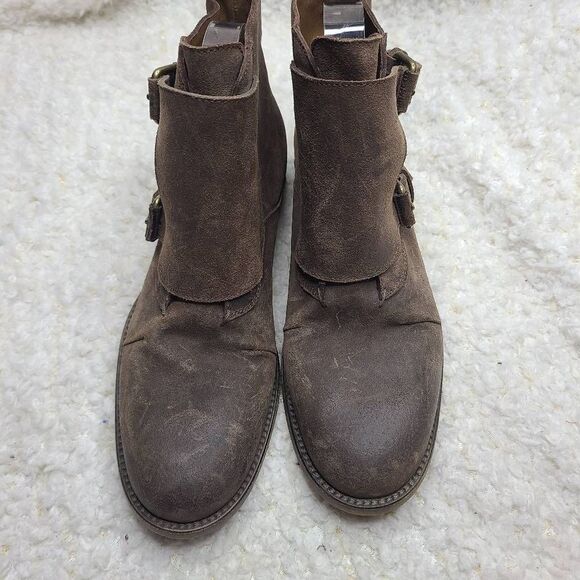 Sartore Paris Distressed Leather Double Buckle Ankle Boots sz 38 - Picture 3 of 8